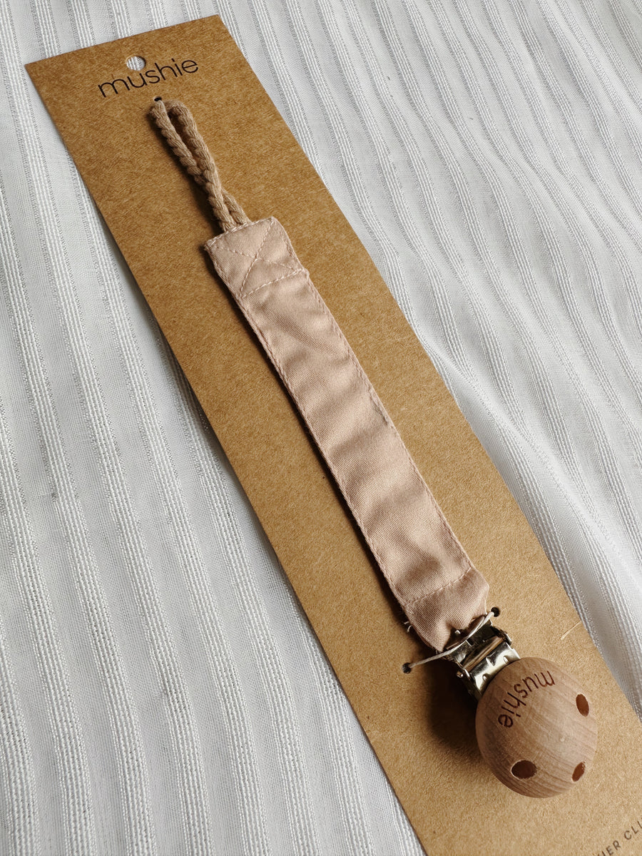 (AS IS) Mushie Fabric Pacifier Clip - Blush
